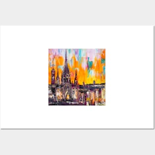 Barcelona Cathedral In The Orange Dawn Posters and Art